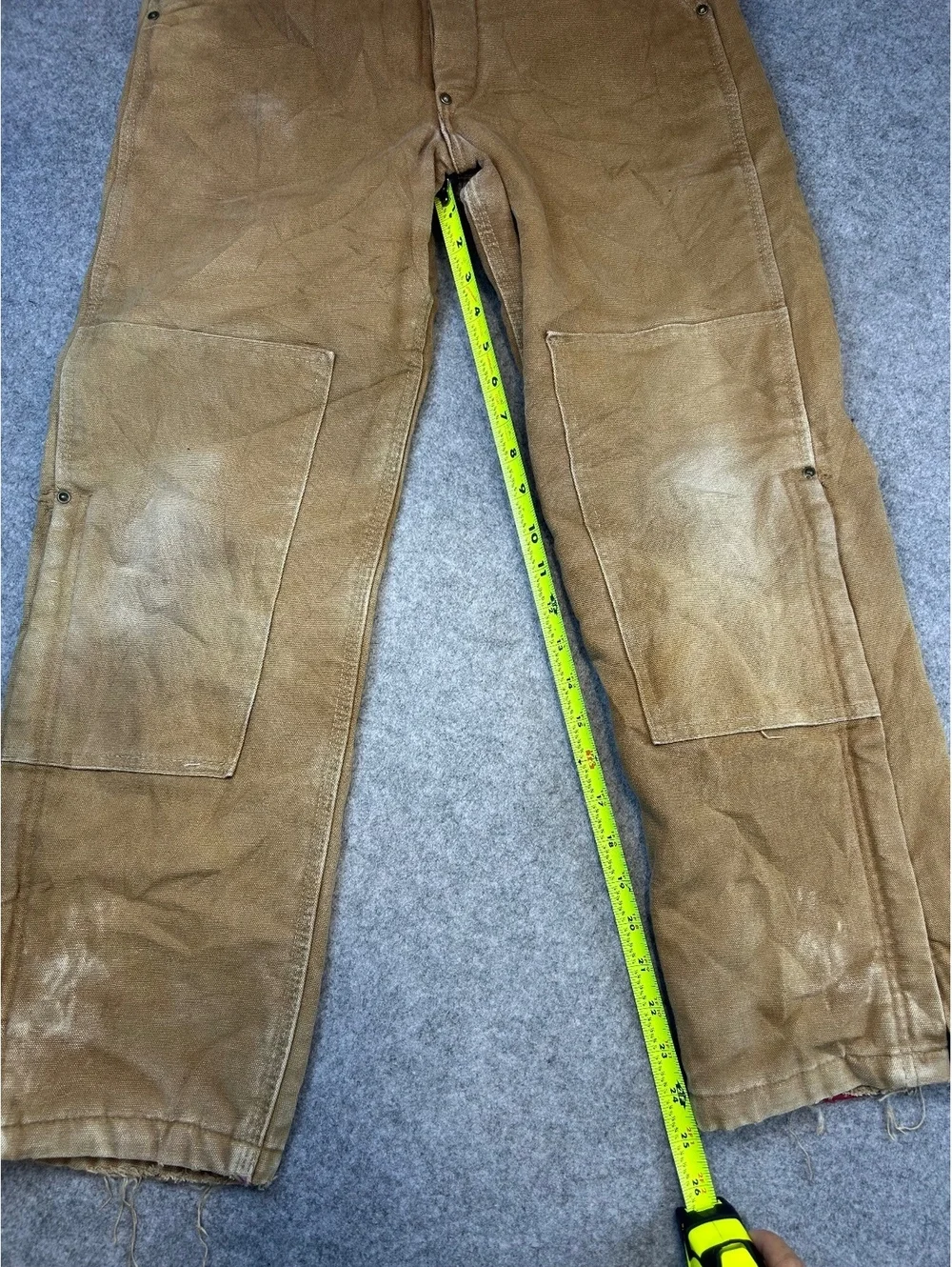 Carhartt Youth Overalls Y09-BRN 14-16 Faded Distressed Duck Bib Double Knee